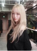 ハイトーンロング顔周りレイヤーブロンド_F1405