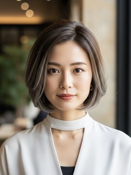 レヴィア(REVIA) 白髪ぼかしショートボブハイライトブリーチ