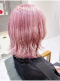パープルピンクベージュカラー☆ブリーチセミディボブ【DAYS 】