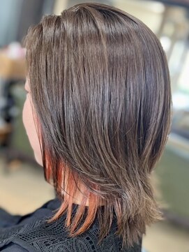ヘアークリアー 春日部 大人可愛いオレンジイヤリングカラー/ワンポイント/30代40代50代