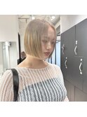 ミルクティーボブハイトーンボブケアブリーチダブルカラー
