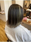 ハイライト　エンドカラー　ボブ　外はね