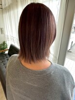 ベルメール ヘアー(Belle mer hair) ミディアムレイヤー 外ハネ ピンクグレージュ 縮毛矯正