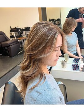 ブレンド 渋谷(BLend) ホワイトグレージュミニウルフデジタルパーマチェリーブラウン