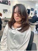 ハイライトカラーミルクティーベージュレイヤーカット