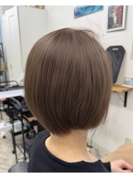 ブリーチなし　育てるグレージュ　白髪ボカシカラー