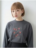 ミニボブミルクティーベージュショートボブシティガール20代30代