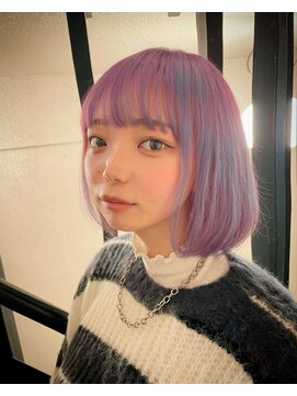 ピエスデシュブー(piece des cheveux) 春色◎ピンクラベンダー×ぷつっとボブ