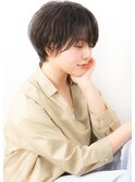 #30代・40代大人可愛い小顔ワンサイドショートボブ丸み前下がり#