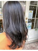 フリンジウェーブ大人かわいいヘアグレージュロング