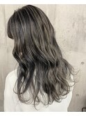 イメチェンかき上げ前髪くびれグレージュハイライトカラー