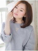 パールベージュアシンメトリーツヤ髪ワンカール30代40代c水戸