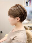 20代30代40代サンドベージュカリアゲマッシュショート  ke001