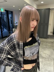 切りっぱなしボブ/エアリーロング/美髪/ピンクブラウン