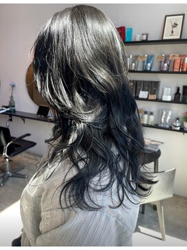 エスデザイン(es design) レイヤー×ブルーブラック【ブリーチなしダブルカラー】