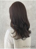 セミロングレイヤーブラウンインナーカラーデジタルパーマくすみ