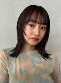 顔周りレイヤーカットグレージュカラーくびれボブベージュカラー