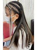 編み込みエクステ　ブレイズ　シールエクステ　コーンロウ