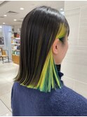 インナーカラー/イエロー/グリーン/デザインパーマ