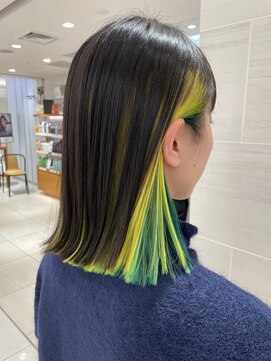 ピークアブー アヴェダ ギンザシックス(PEEK-A-BOO AVEDA GINZASIX) インナーカラー/イエロー/グリーン/デザインパーマ