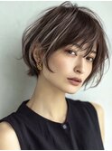 大人ショートレイヤー白髪ぼかし脱白髪染め40代50代60代原宿