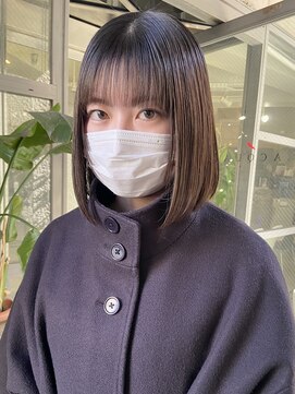 アクアオモテサンドウ(ACQUA omotesando) △大人可愛いストレートボブシースルバングぱっつん前髪髪質改善