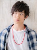 黒髪でキマルこなれ感！くせ毛短髪パーママッシュM