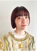 オレンジベージュとミニボブ