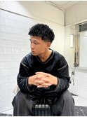 べリーショートダークアッシュニュアンスパーマ韓国マッシュ