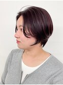 【松戸 松田】柔らか毛流れショートボブ チェリーレッド