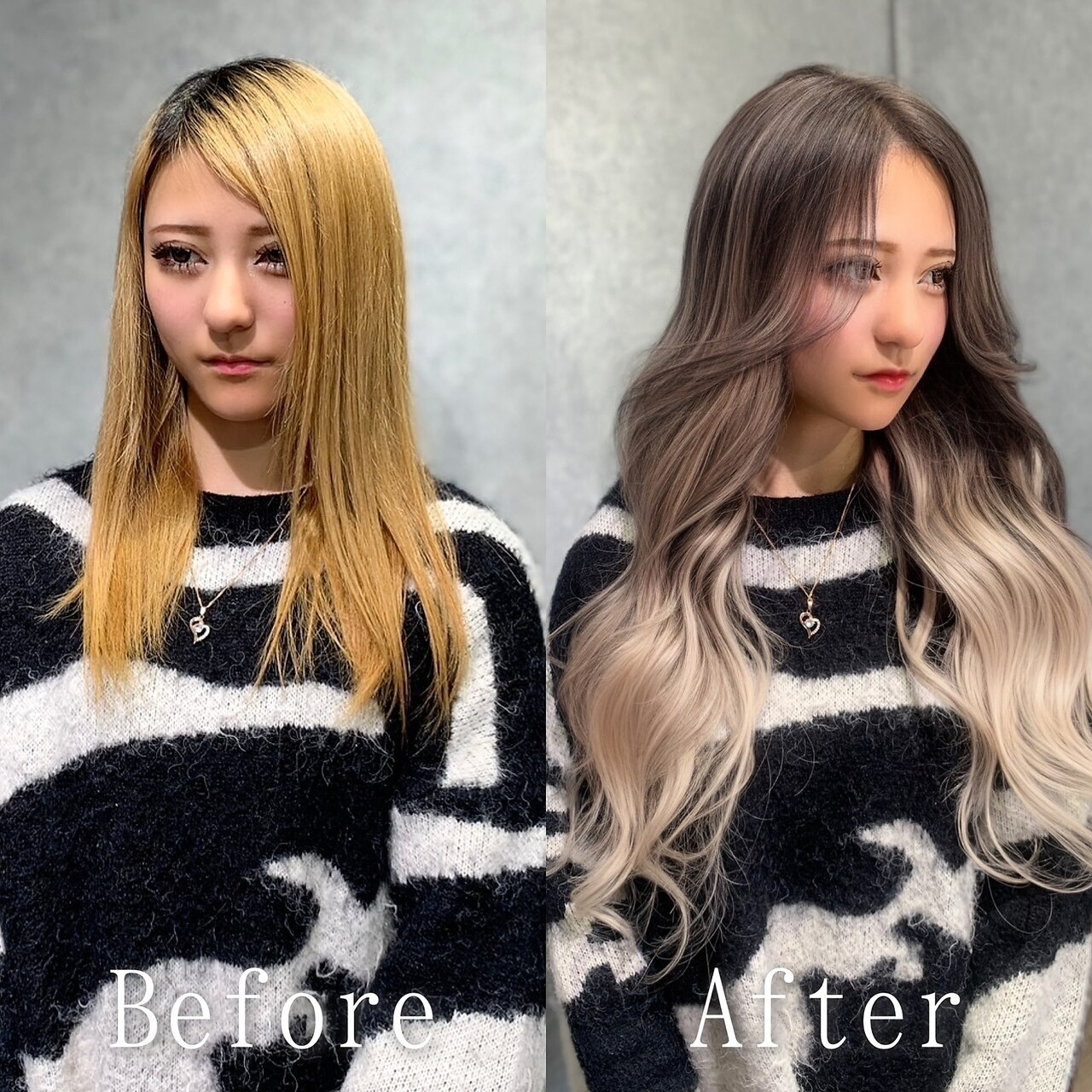 lamchele】アッシュグレー×ホワイトシールエクステ：L184736712