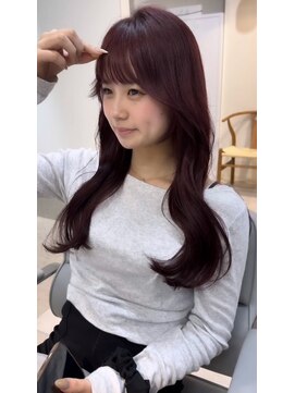 カラ フクオカ(Cara FUKUOKA) 【ぷつっと前髪&レッドブラウン】福岡レイヤーカット