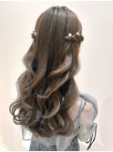お呼ばれヘアセット、結婚式ヘアアレンジ、ハーフツイン