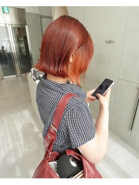 ガリカ 横浜(Gallica) ブリーチなしカラーオレンジカラー×ボブ
