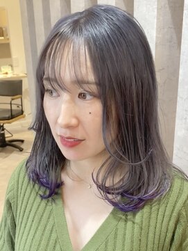 キイヘアーデザイン(key hair design) 裾カラーラベンダー!ミディアム