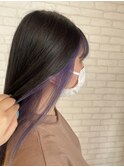 20代30代40代ストレートインナーカラーパープルアッシュ美肌