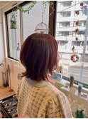 ピンクベージュ×くびれボブ
