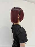 【湯田】レッド顔まわりレイヤーミニボブ