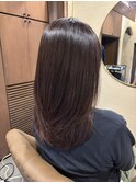 ロング×柔らかボルドー