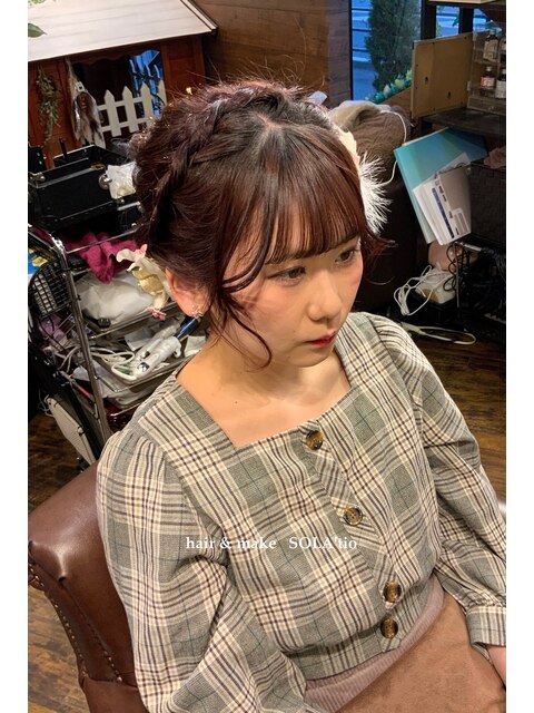 編み込みヘアセット