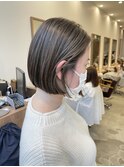 大人可愛いショートボブハイライト切りっぱなしボブ恵比寿