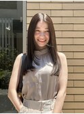 美髪髪質改善ストレートロングレイヤーカットオリーブグレージュ