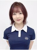 切りっぱなしボブ　ピンクブラウンカラー