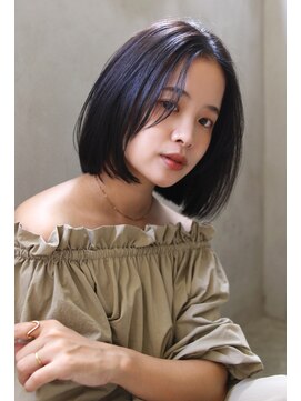 ブラン 広島本通(Blanc) 【Blanc】大人ボブ＿切りっぱなしボブ＿黒髪＿地毛カラー