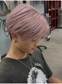 ホワイトピンクツーブロックセンターパート