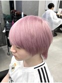 ペールピンクウルフピンクカラーメンズブリーチメンズハイトーン