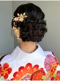 編みこみ お団子ヘアセット 20代 シニヨン アップスタイル
