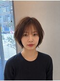 ナチュラルショートボブ（シースルーバンク）