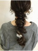 【ange maco】ネイビー、カーキの秋色カラーのヘアアレンジ