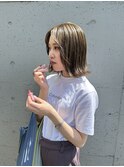 切りっぱなしボブ×まろやかベージュ 20代３０代ボブ茅ヶ崎